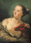 Giovanni Battista Tiepolo There are parrot portrait of young woman painting